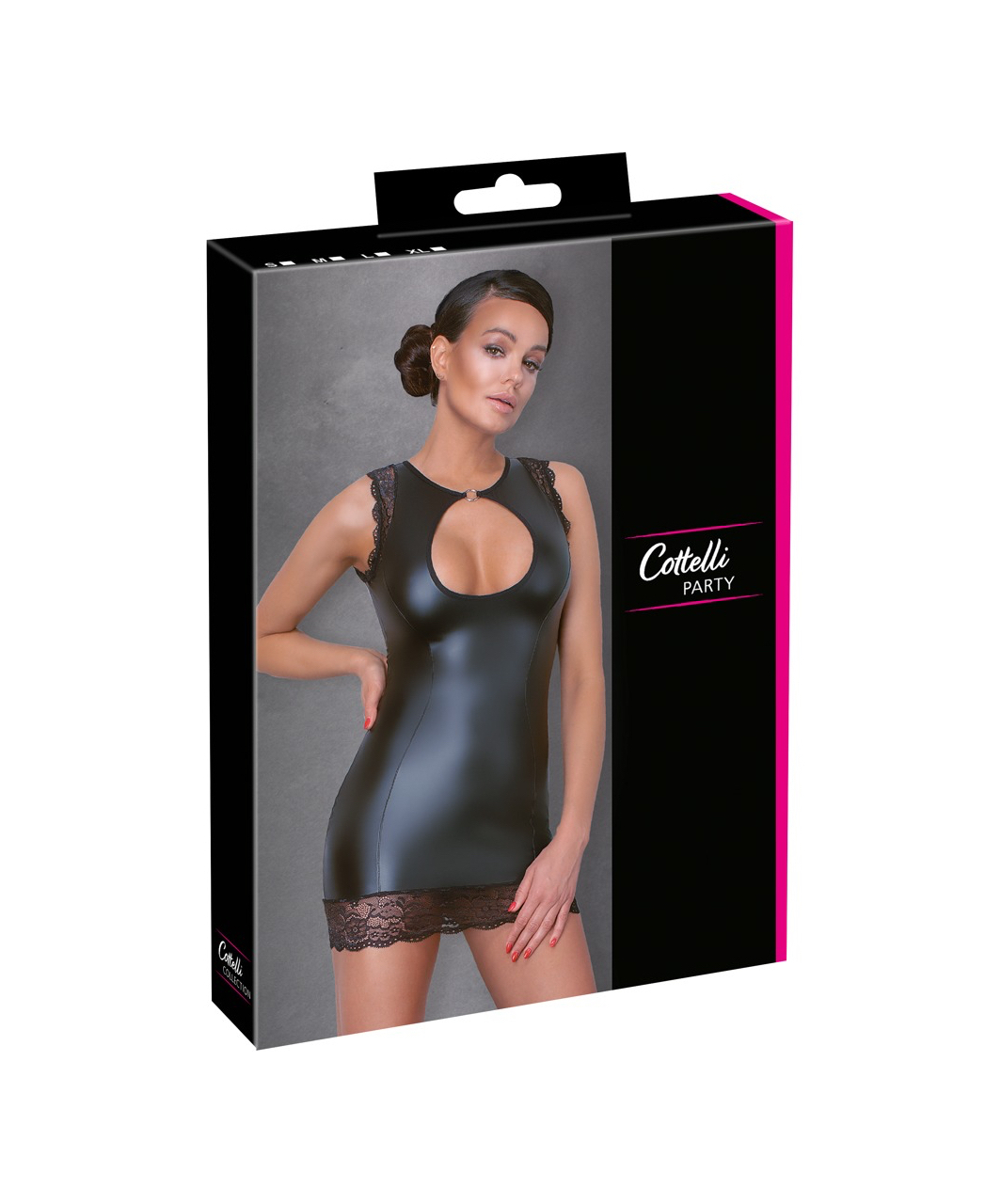 Cottelli Lingerie melna matēta auduma minikleita ar mežģīnēm