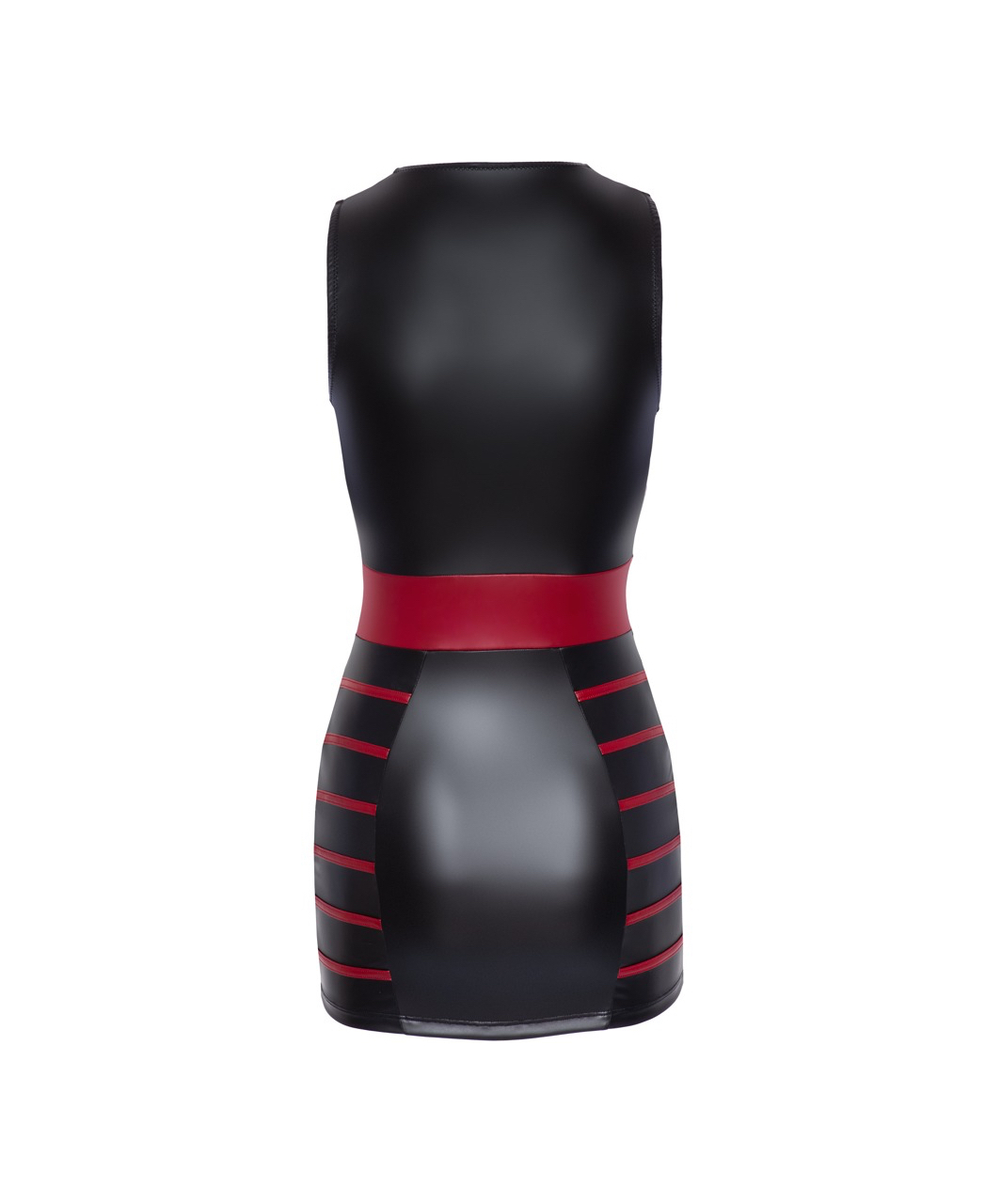Cottelli Lingerie черное матовое платье мини с красными полосками