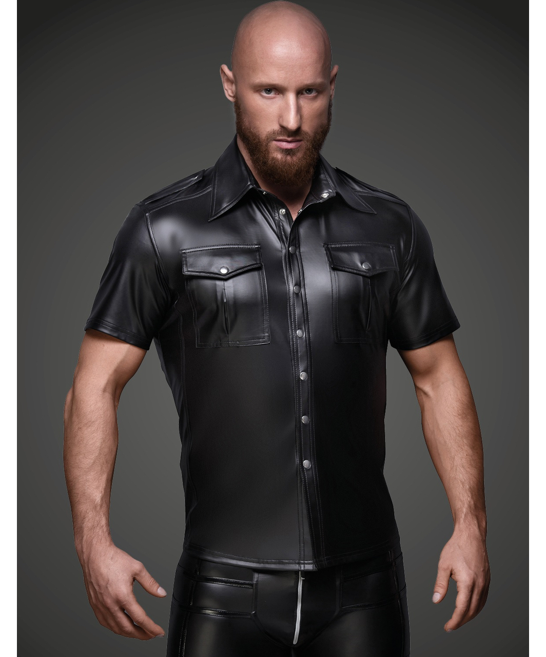 Noir Handmade black matte look short sleeve shirt