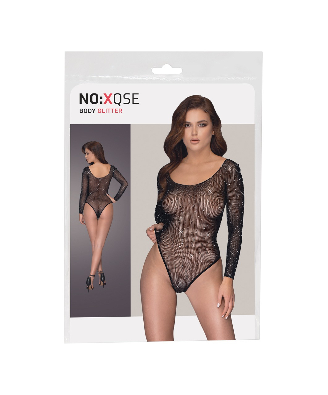NO:XQSE black net bodysuit with rhinestones