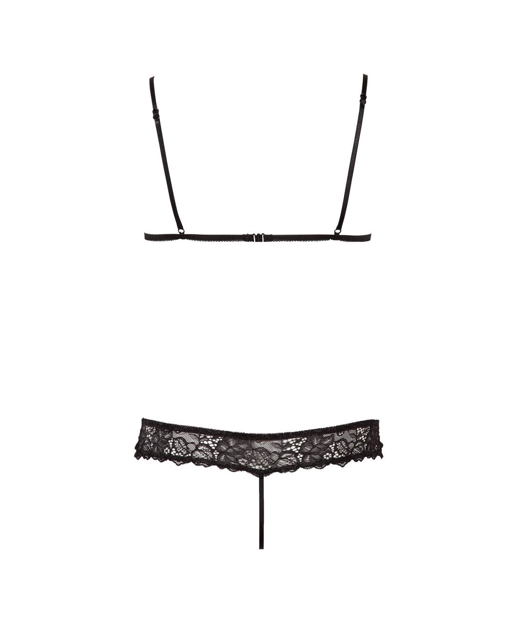 Abierta Fina black open lingerie set with rhinestones