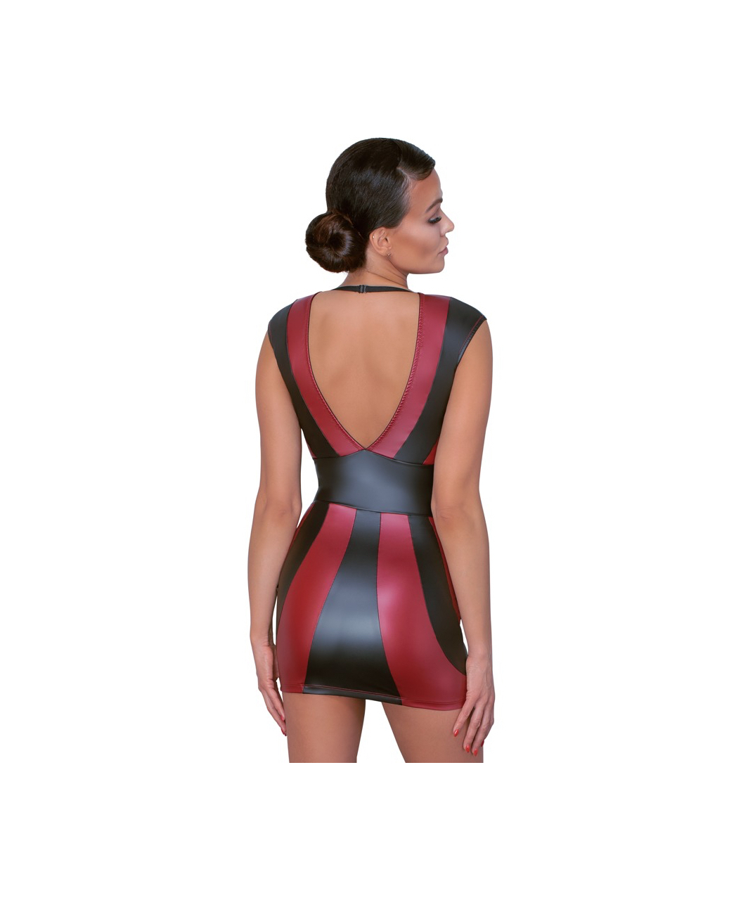Cottelli Lingerie black & red striped matte look mini dress