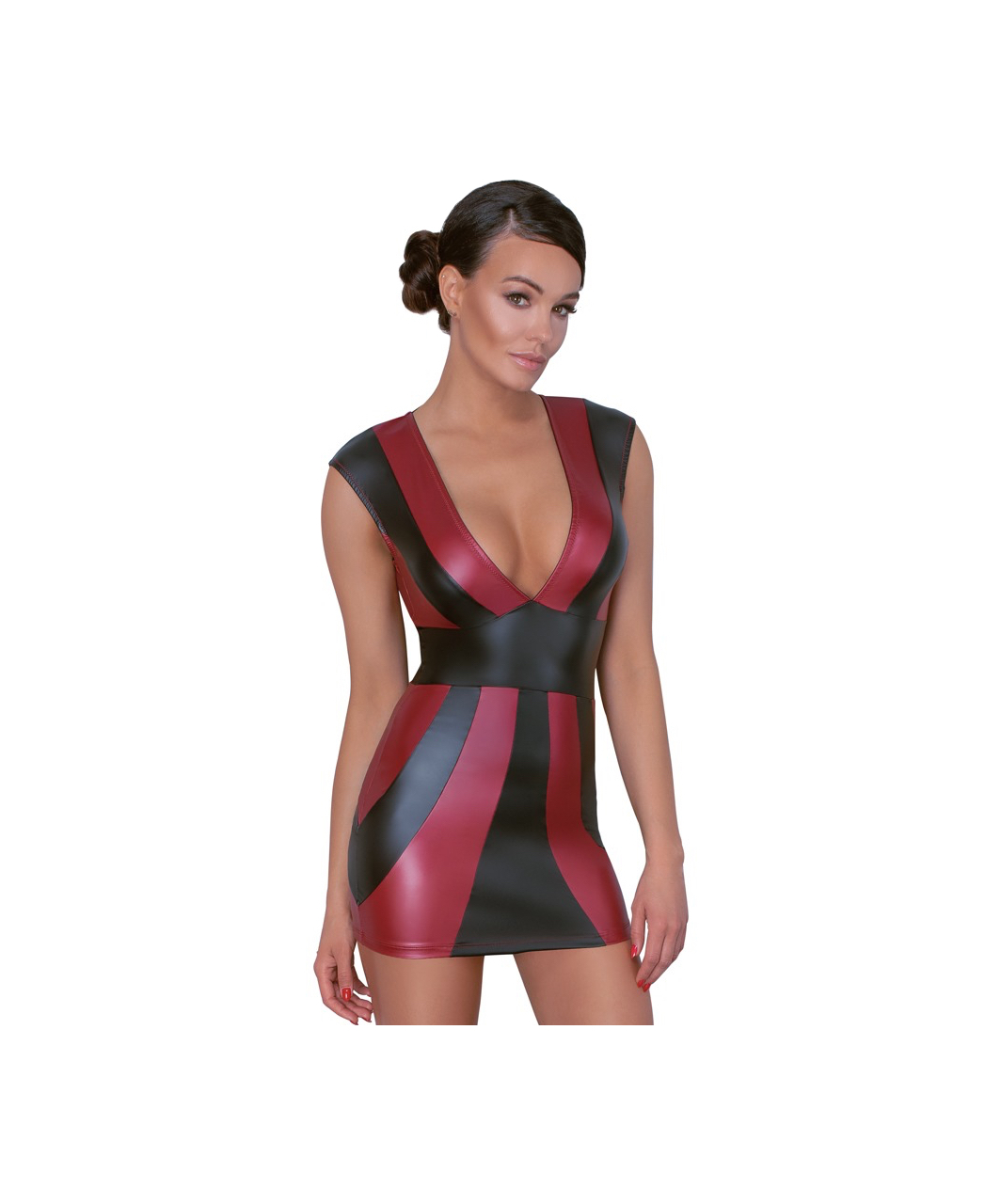Cottelli Lingerie black & red striped matte look mini dress