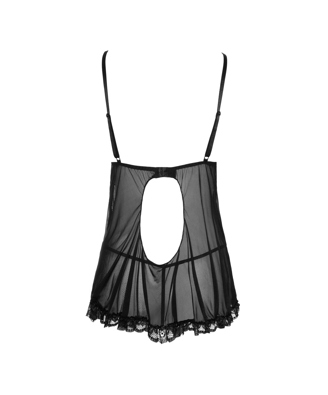 Cottelli Lingerie black sheer mesh babydoll with ruffles