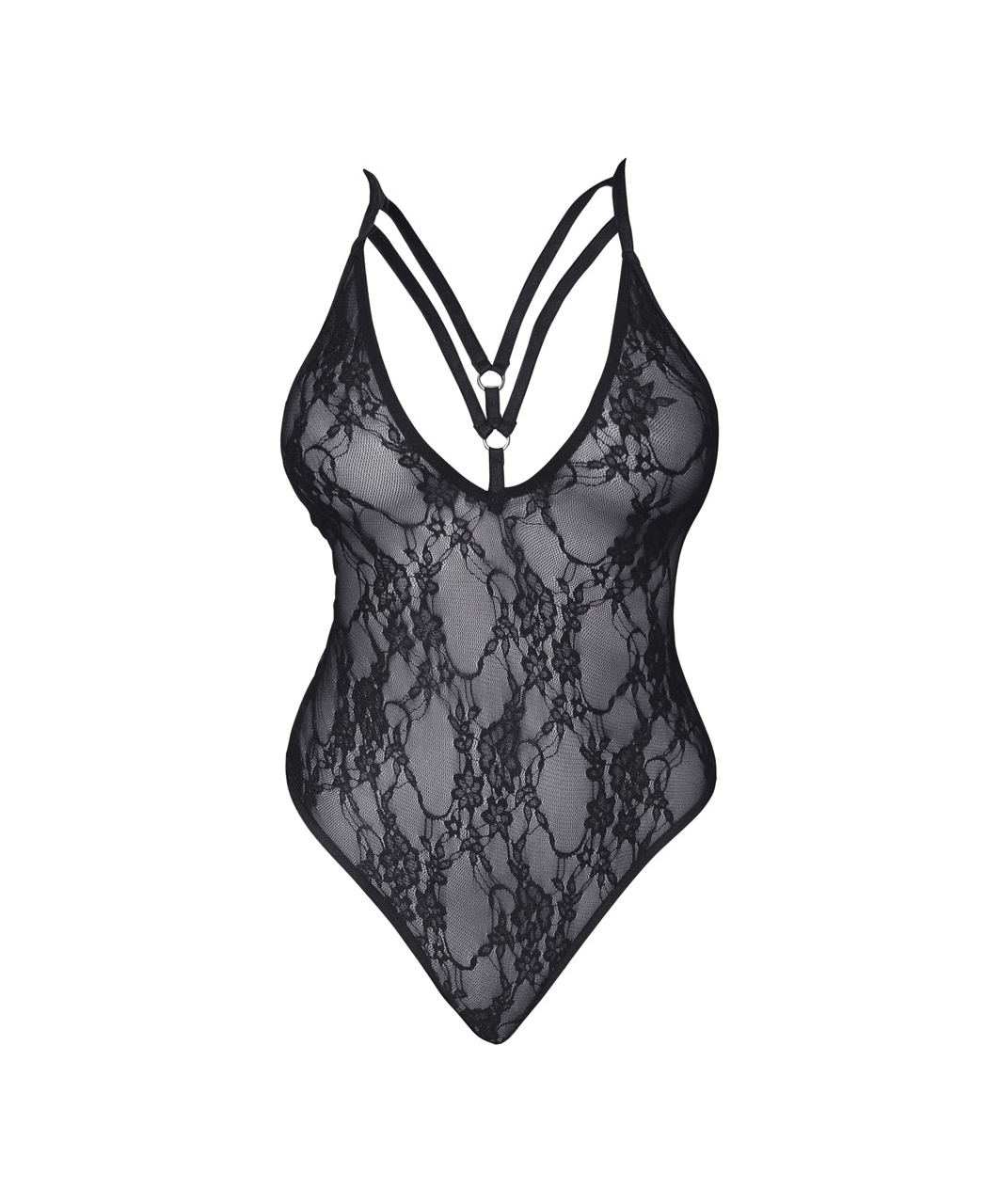 Cottelli Lingerie black sheer mesh bodysuit with straps