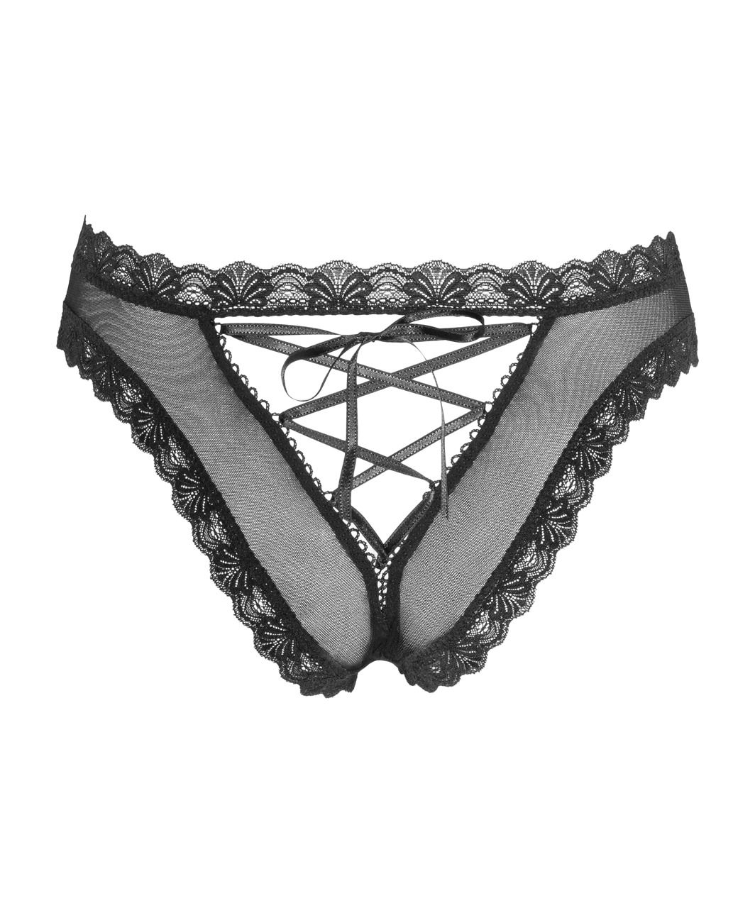 Cottelli Lingerie black sheer mesh panties with lacing