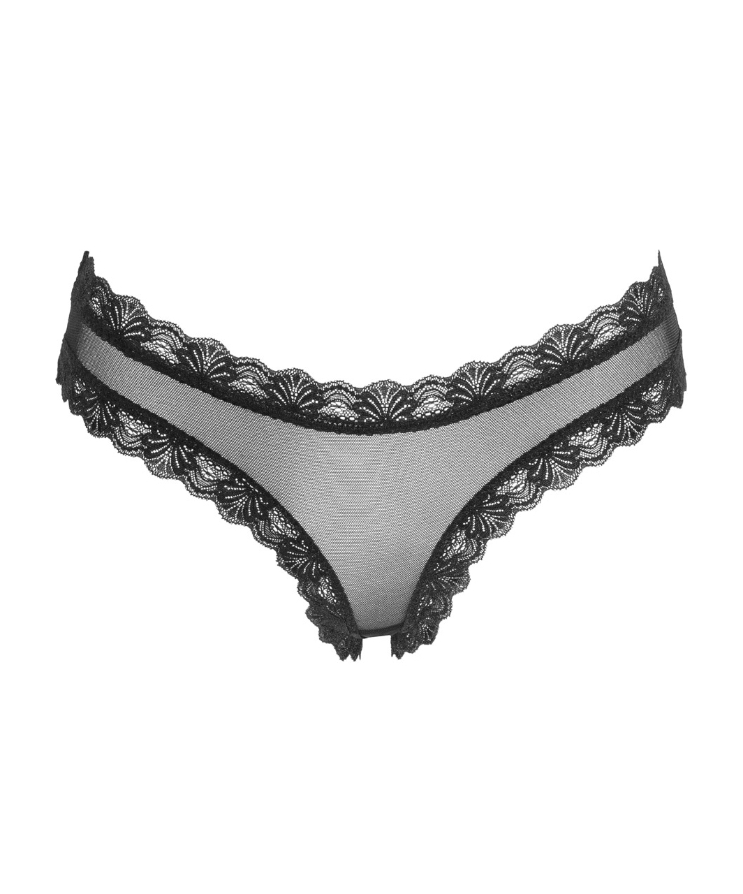 Cottelli Lingerie melnas caurspīdīgas biksītes ar šņorējumu