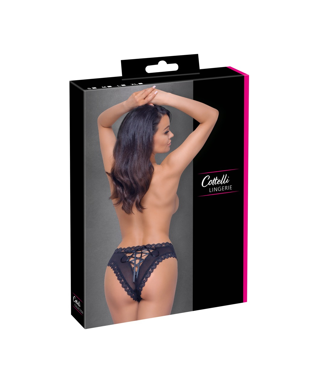 Cottelli Lingerie black sheer mesh panties with lacing