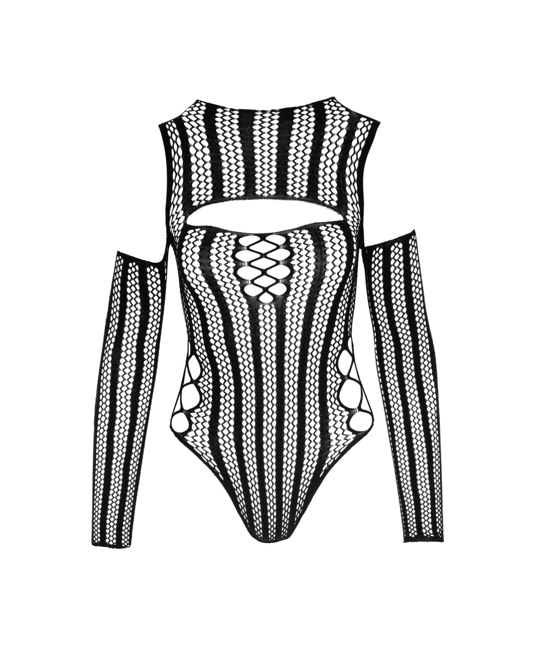 NO:XQSE black striped net bodysuit