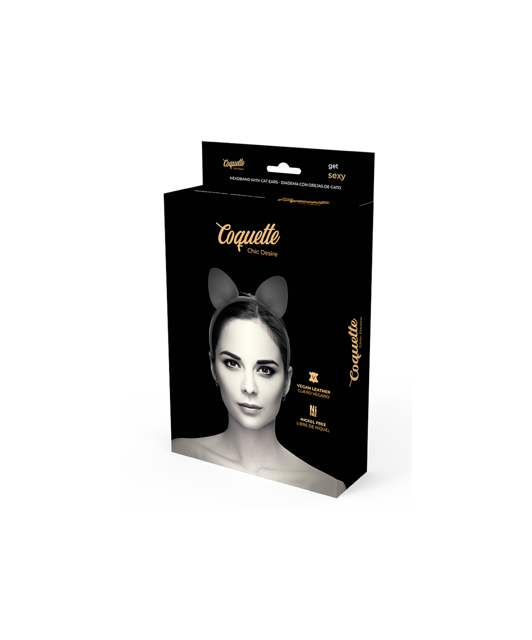 Coquette black leatherette cat ears headband