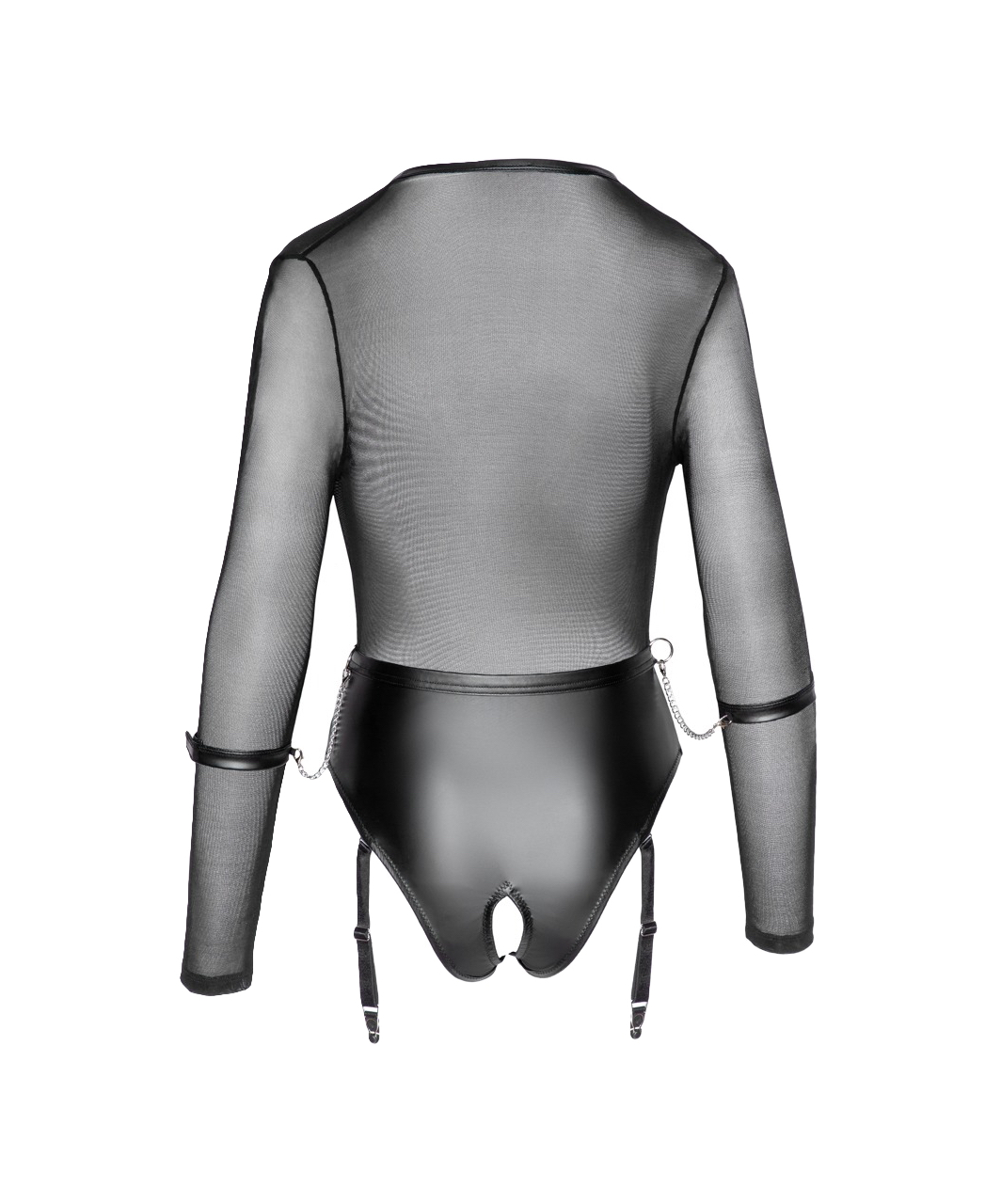 Cottelli Lingerie Bondage black crotchless suspender bodysuit