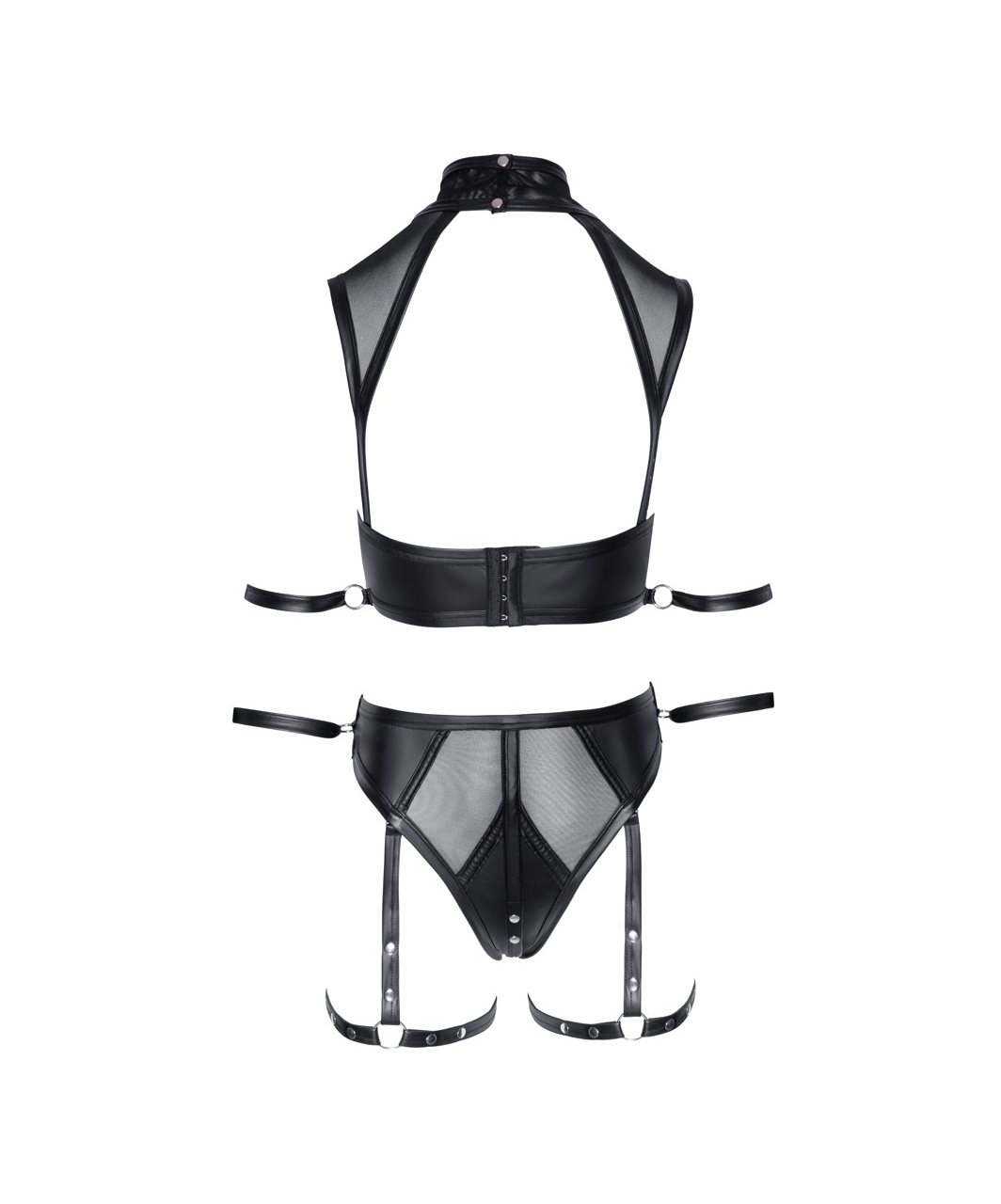 Cottelli Lingerie must läiketa sukahoidjakomplekt sidumismängudeks