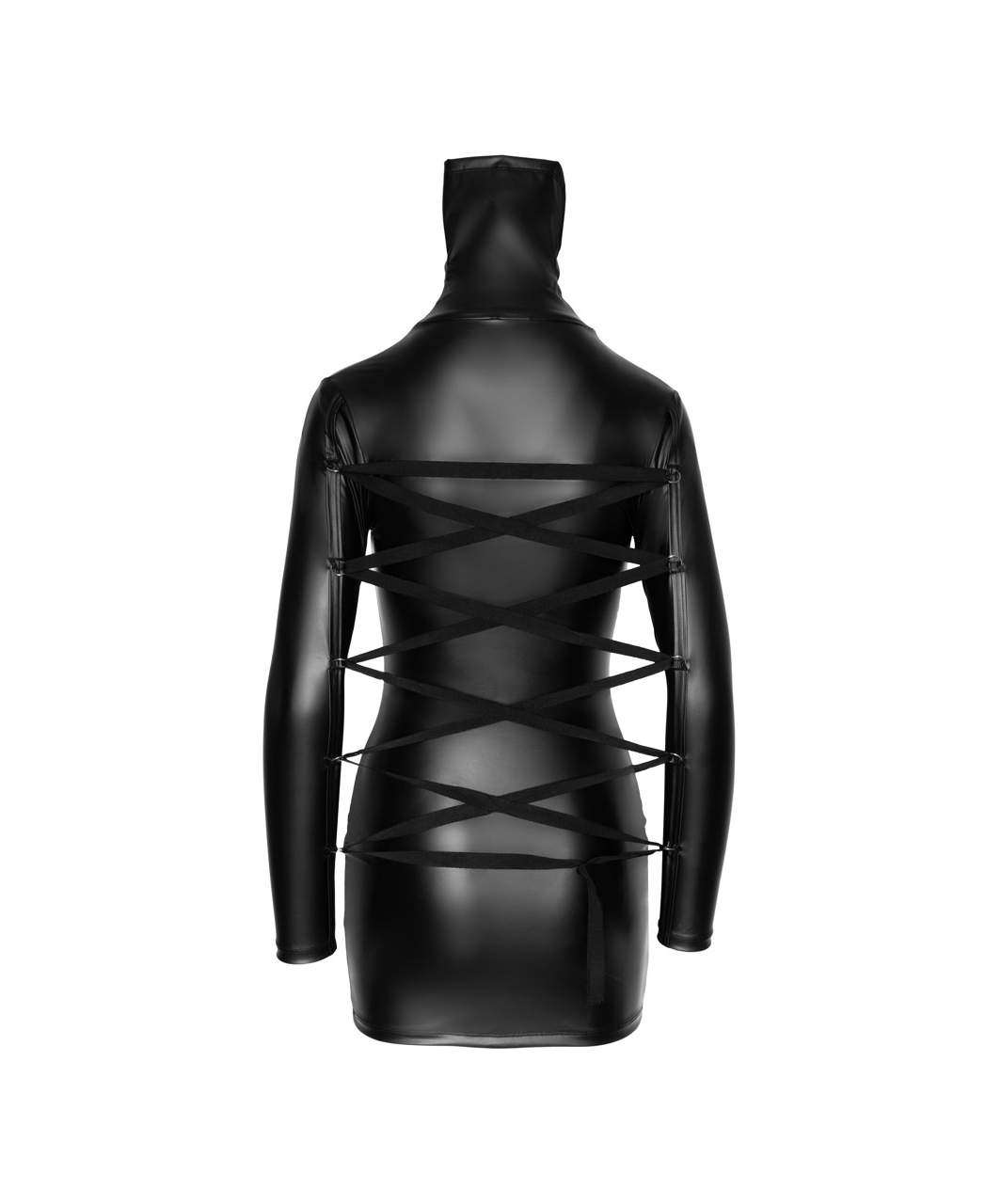 Cottelli Lingerie Bondage черное матовое платье мини с воротником-маской