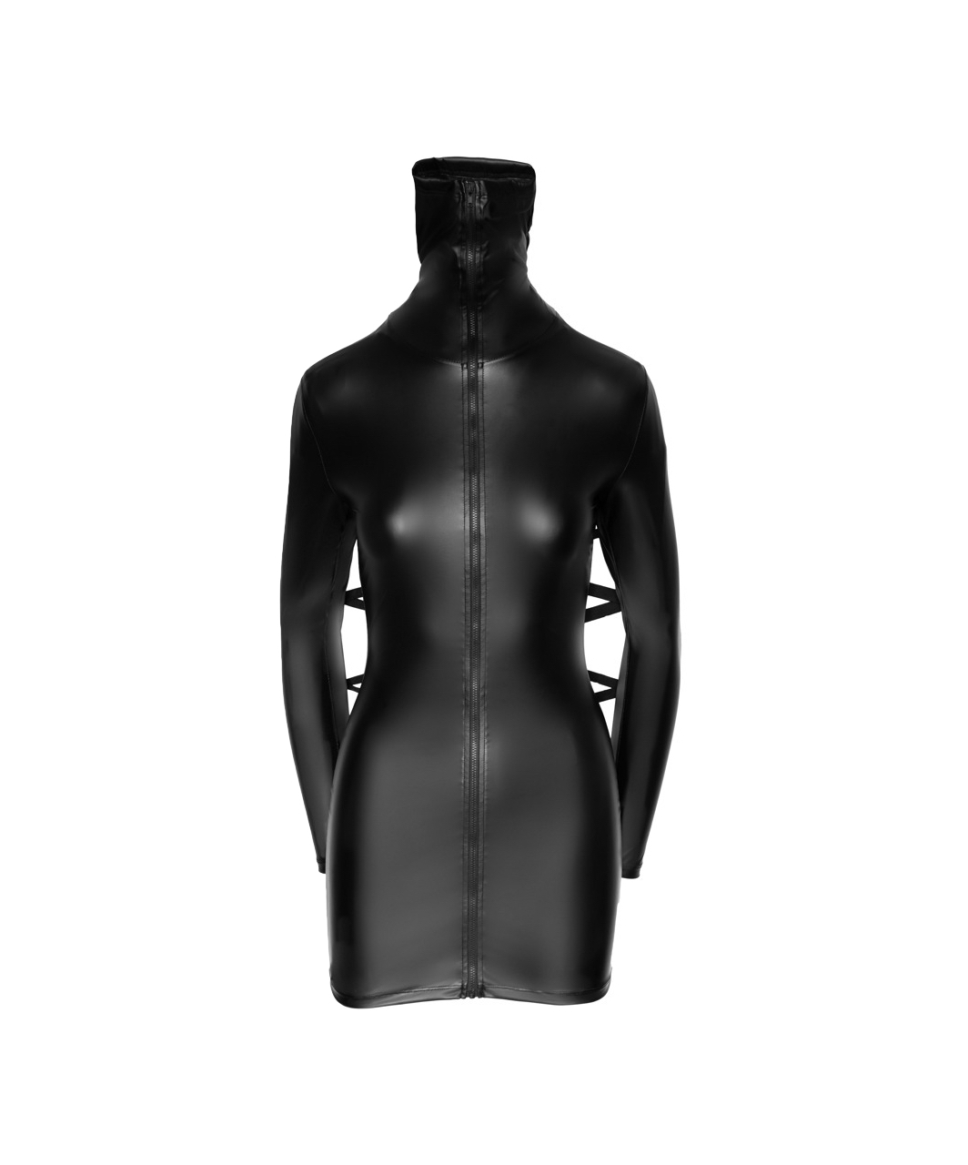 Cottelli Lingerie Bondage черное матовое платье мини с воротником-маской