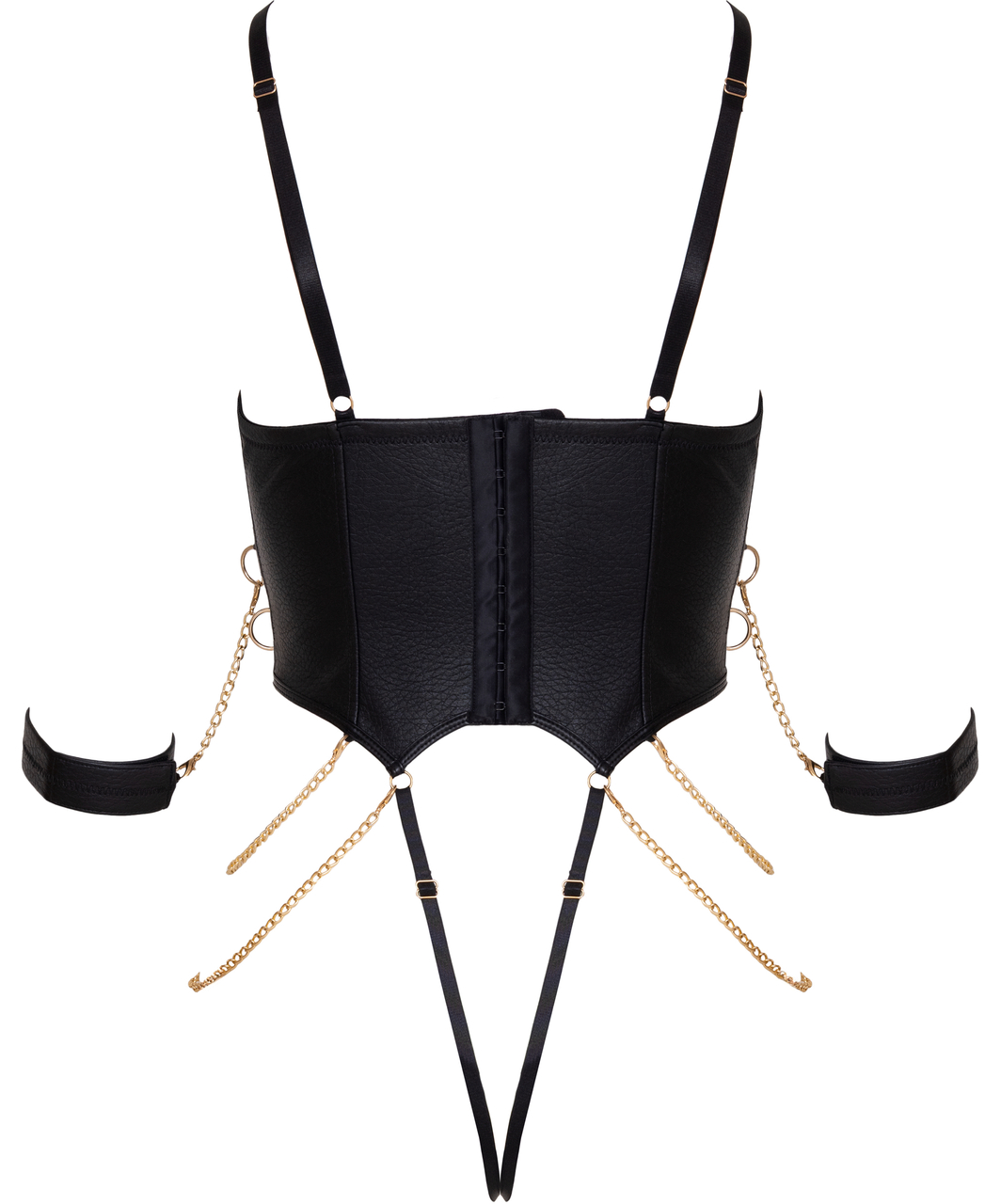 Bondage by Cottelli Chaincy black bodysuit with wrist cuffs