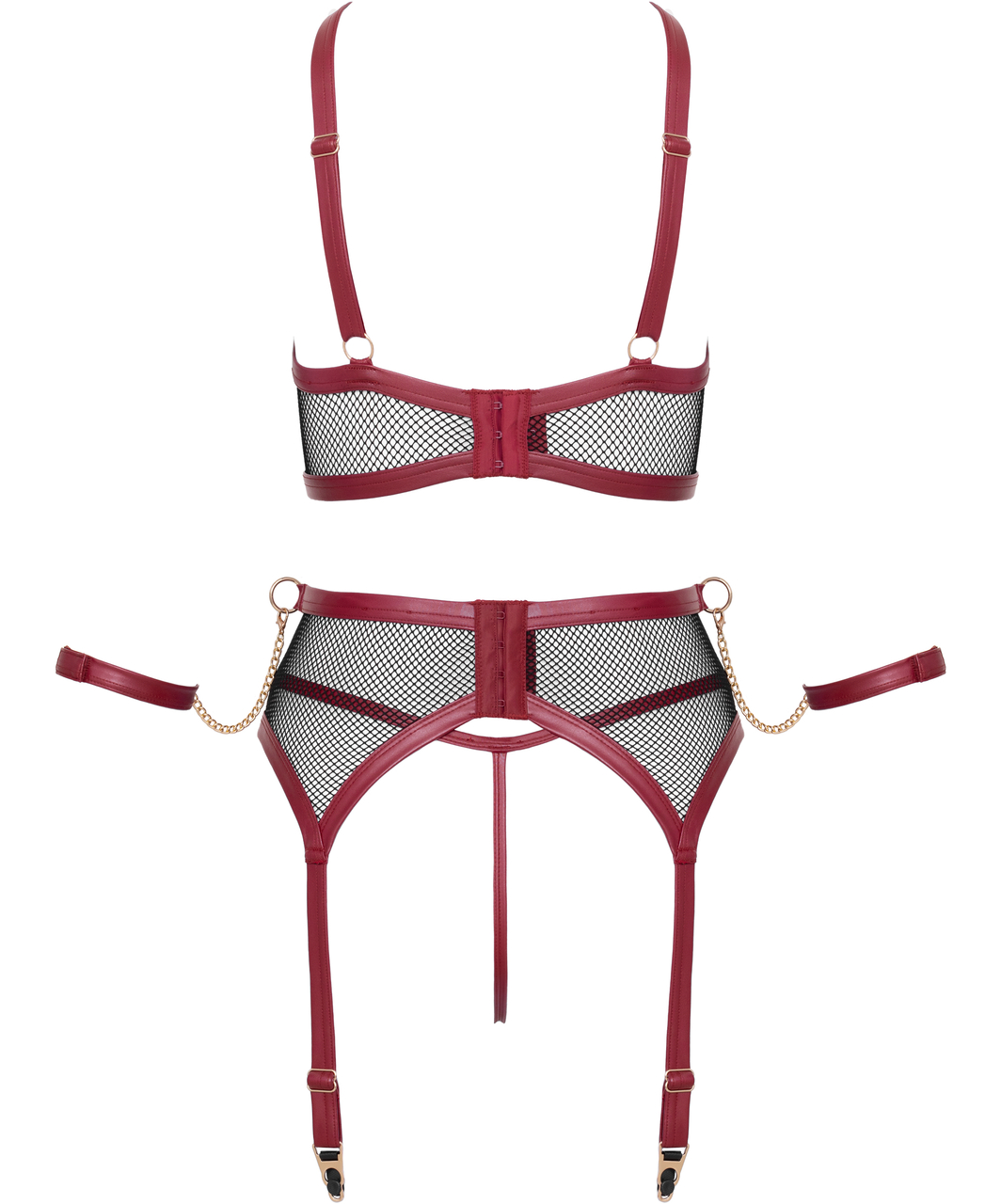 Bondage by Cottelli Devilysha net lingerie set with wrist cuffs