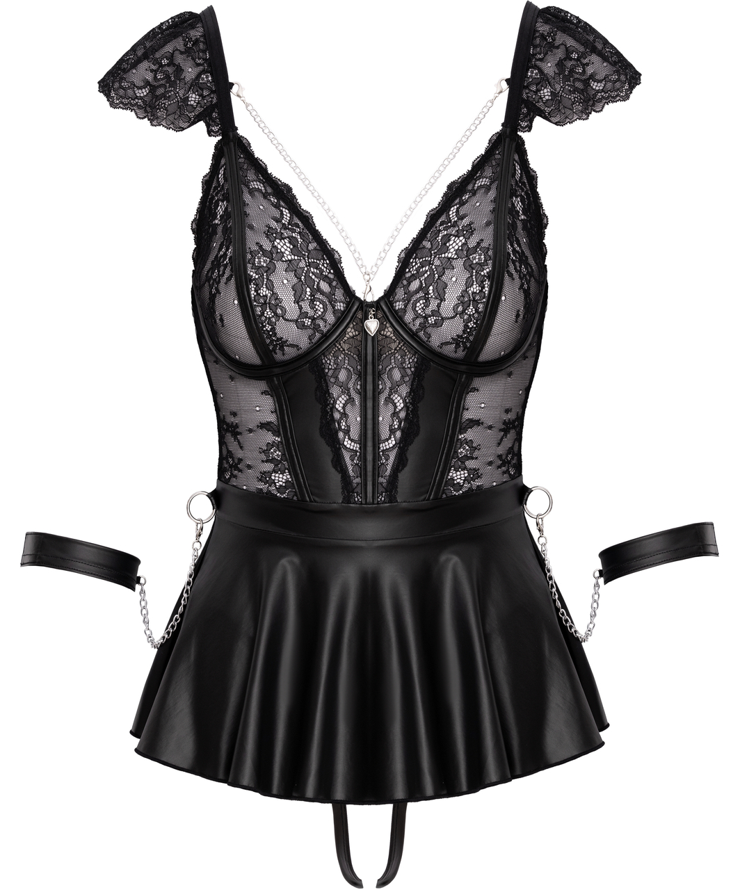 Bondage by Cottelli Hexida czarny babydoll i stringi