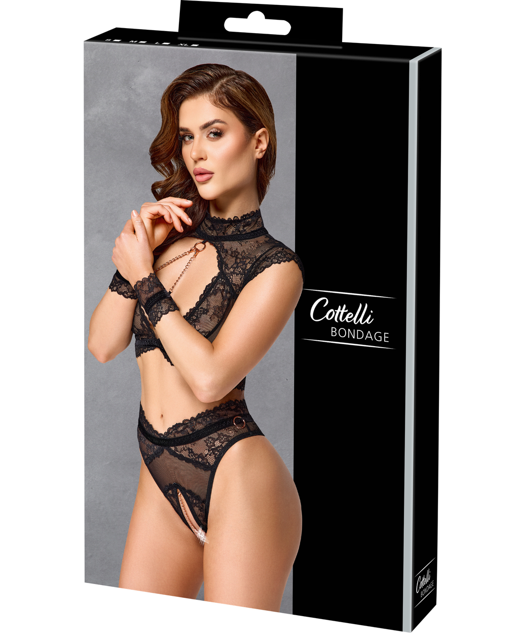 Bondage by Cottelli Luxynda lace lingerie set with wrist cuffs