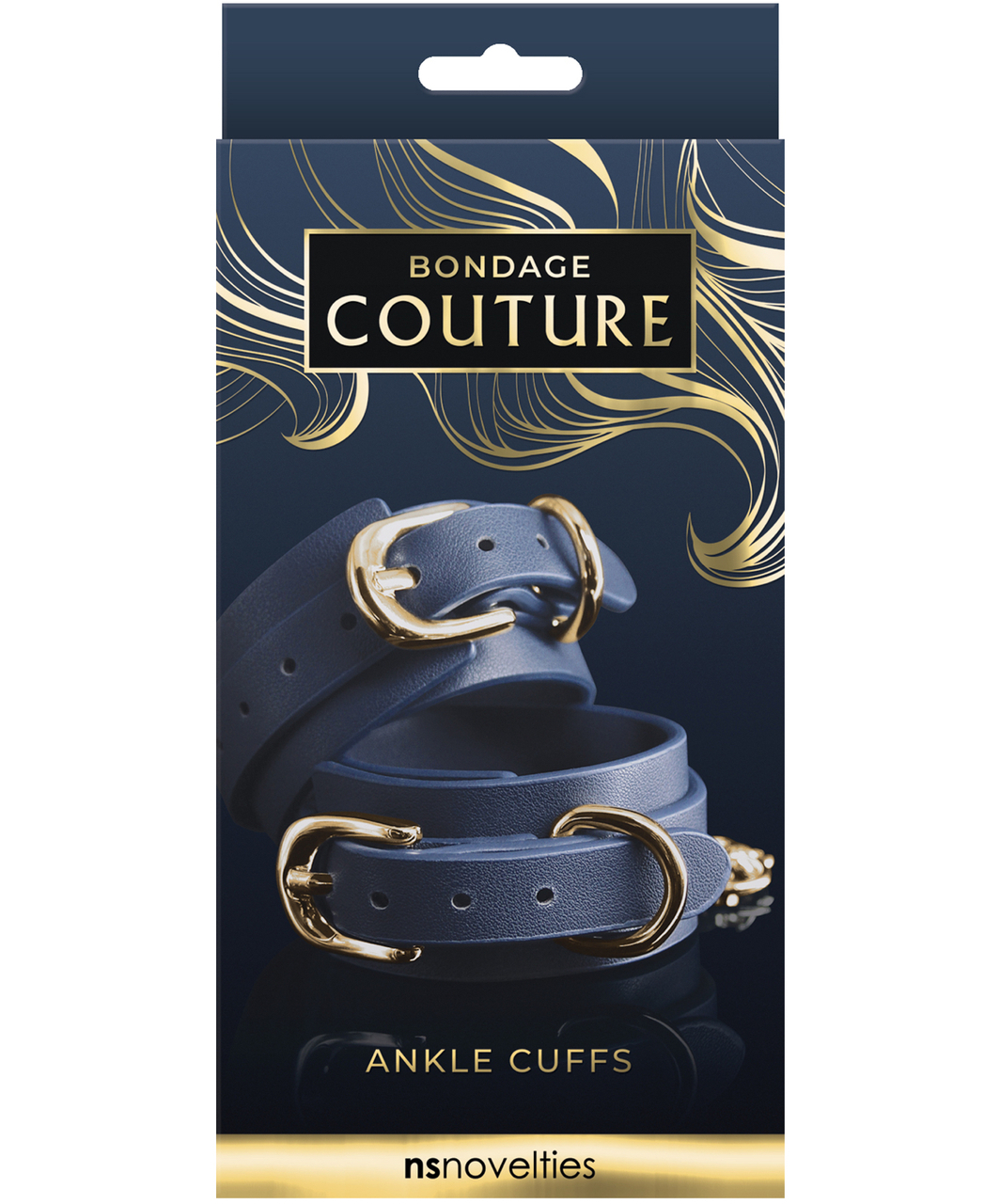 NS Novelties navy blue faux leather ankle cuffs