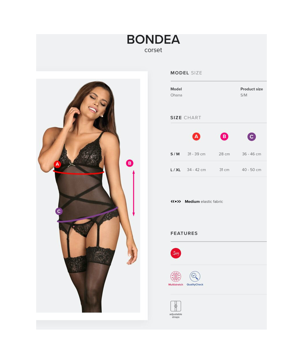 Obsessive Bondea black sheer mesh basque with string