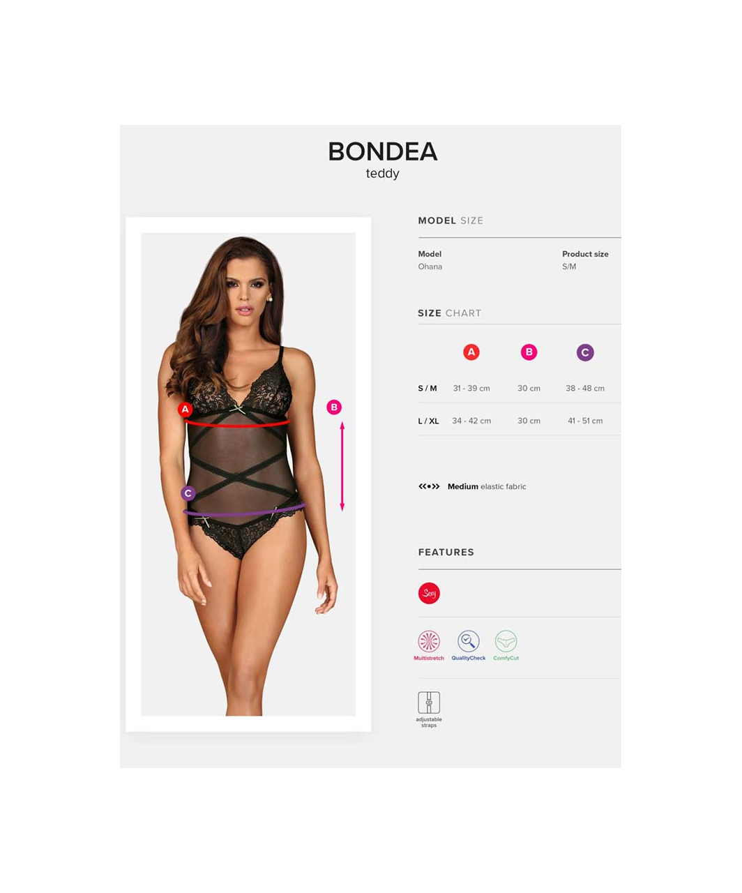 Obsessive Bondea black sheer mesh bodysuit with lace