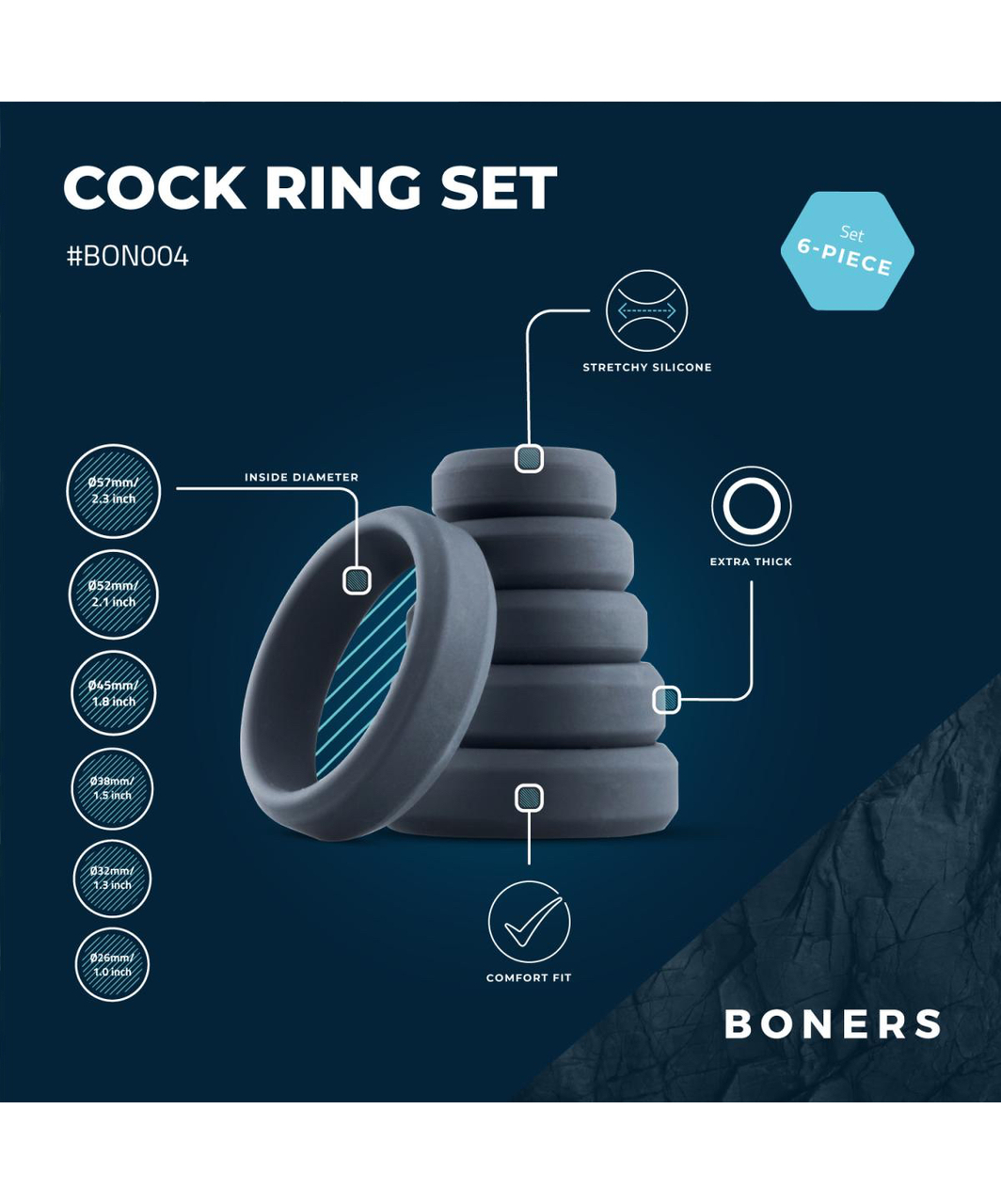 Boners 6 penio žiedų rinkinys