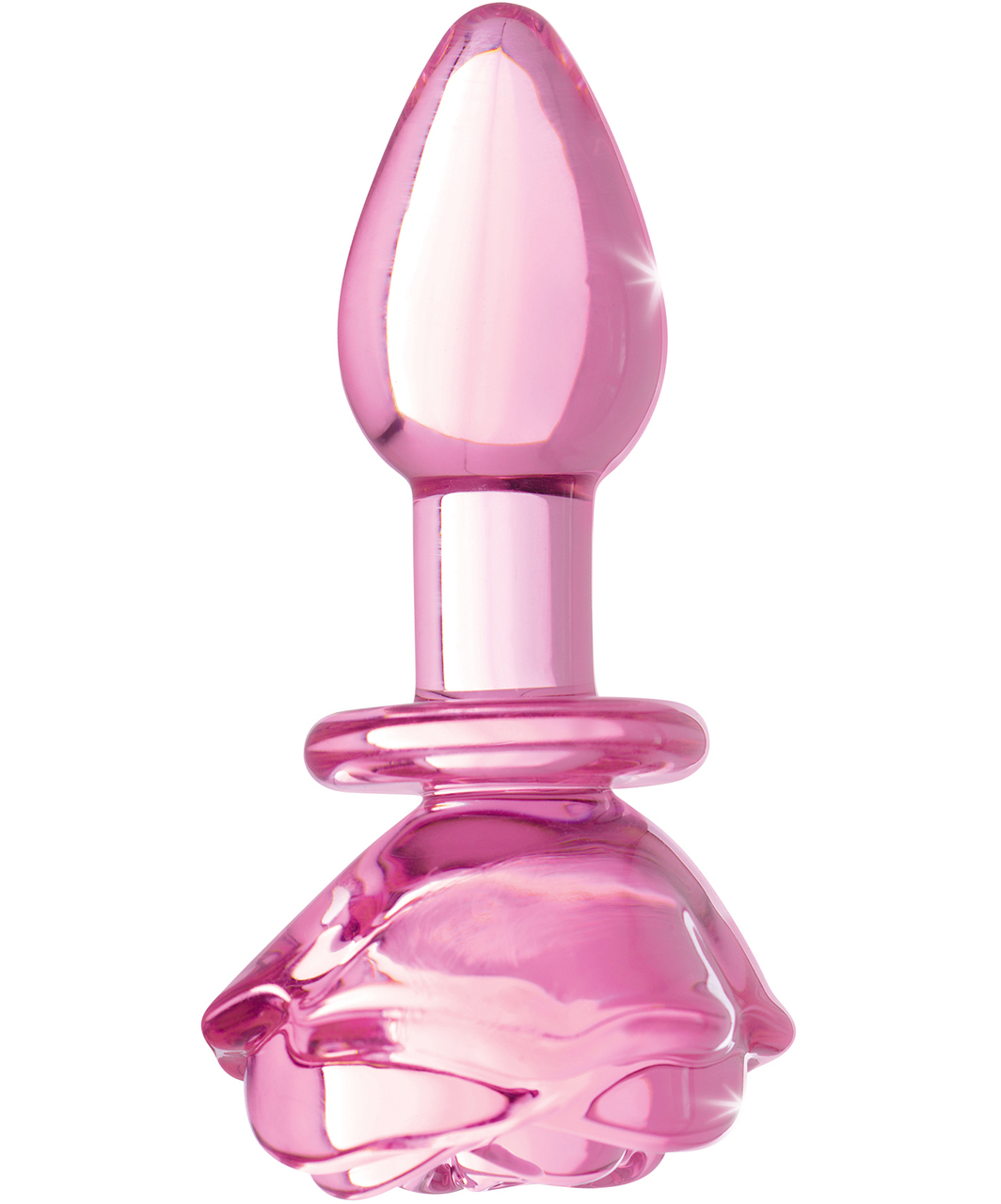 Booty Sparks Pink Rose Glass Anal Plug Small