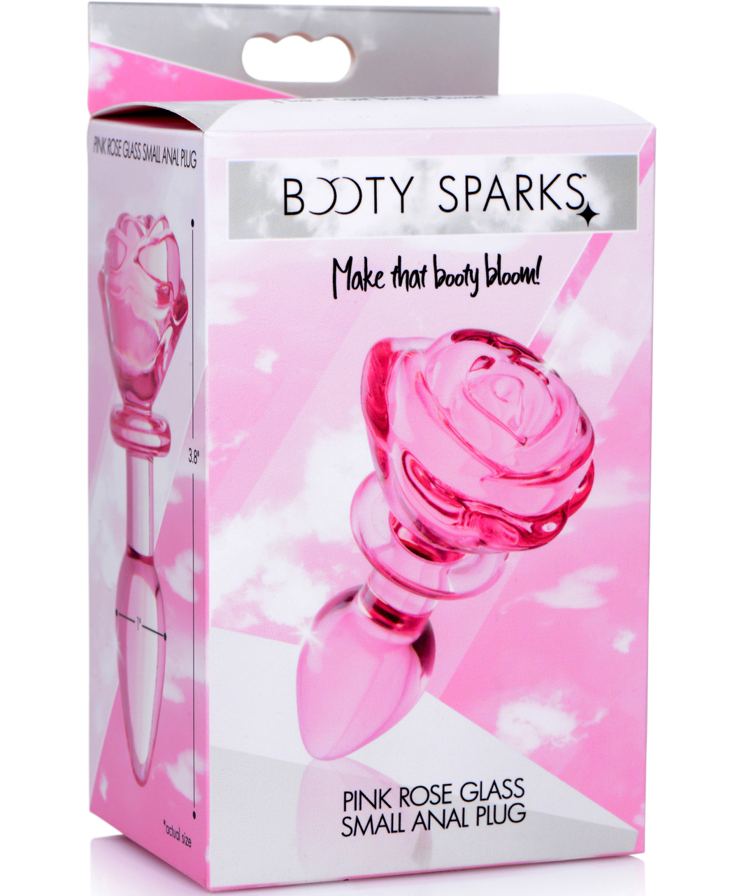 Booty Sparks Pink Rose Glass Anal Plug Small