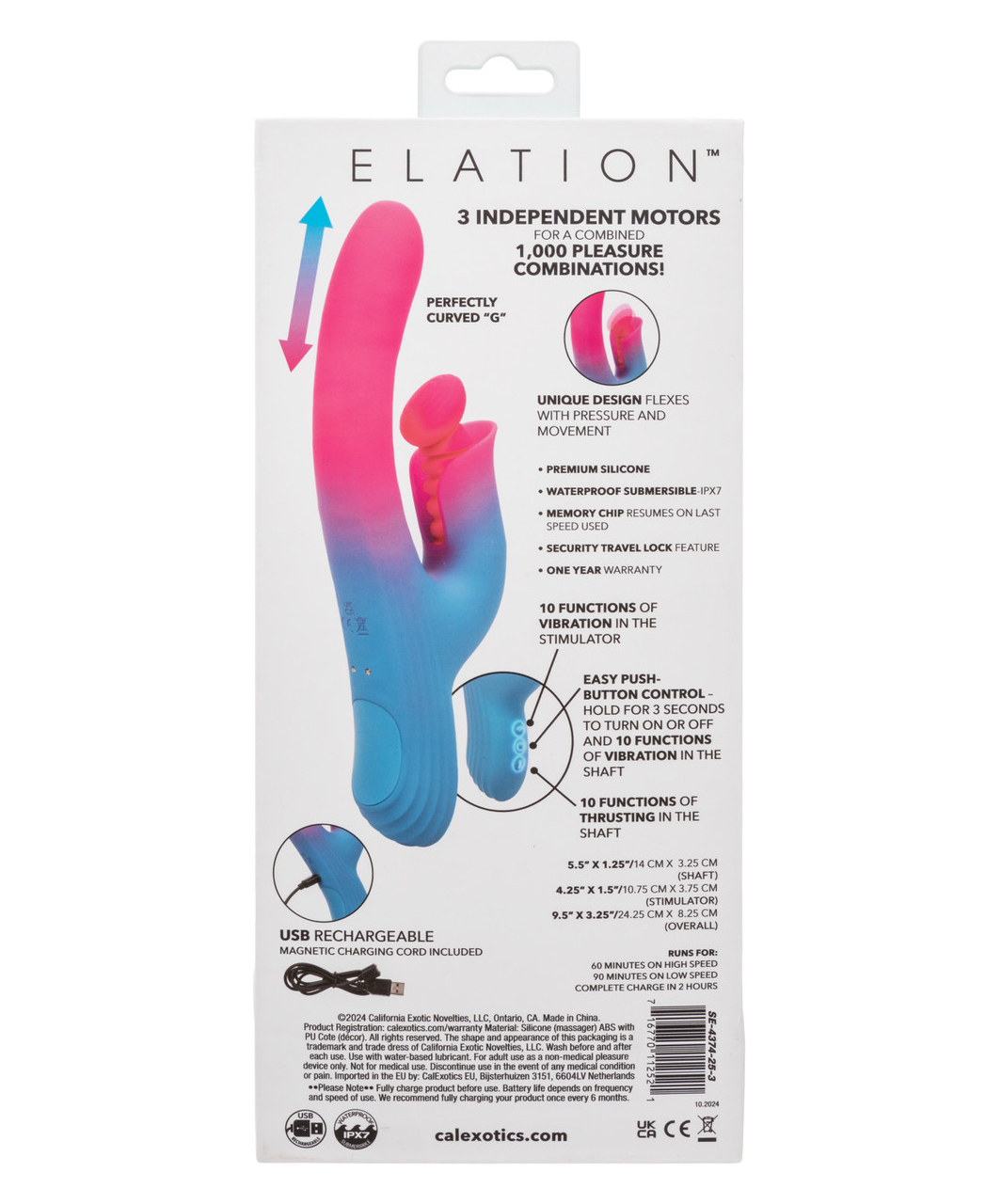 CalExotics Elation kustīgs vibrators ar klitora stimulatoru