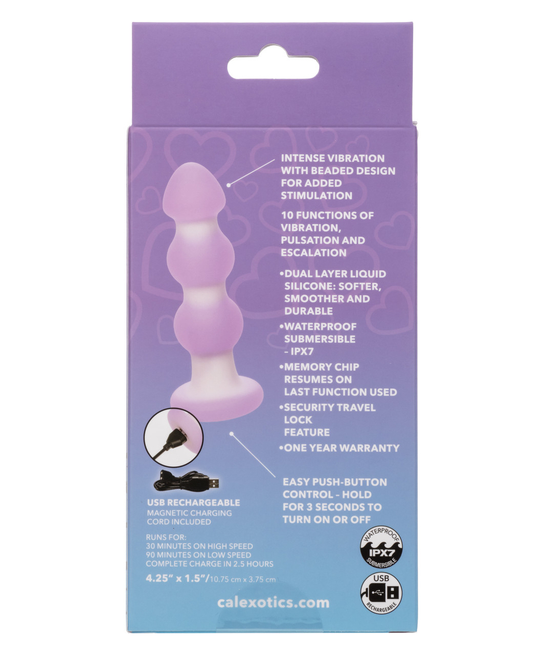 CalExotics Lavender Haze Beaded Vibrating Anal Plug