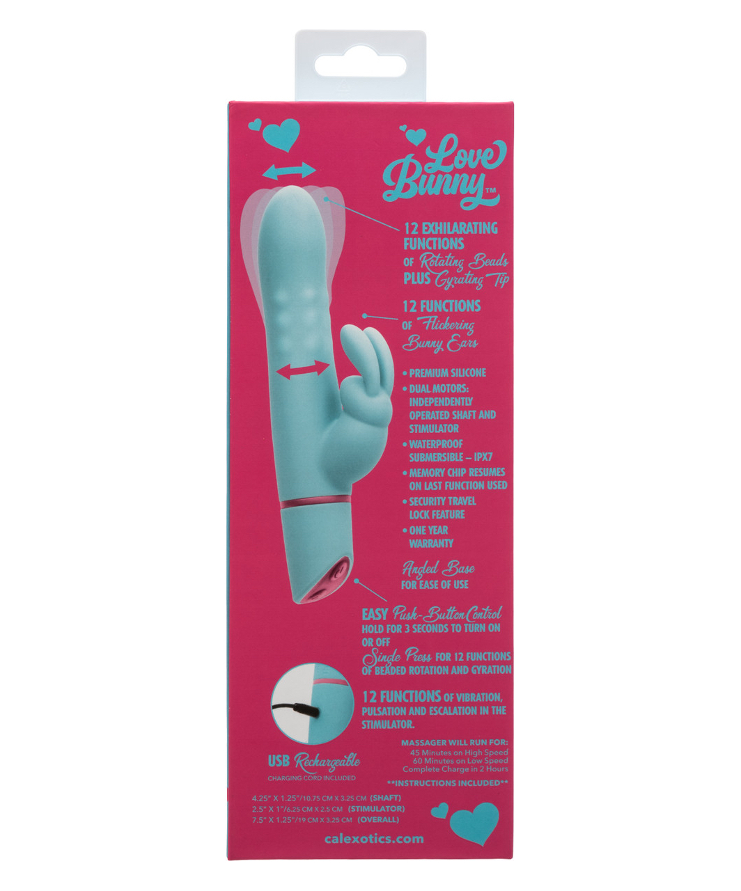 CalExotics Love Bunny rotējošs vibrators ar klitora stimulatoru