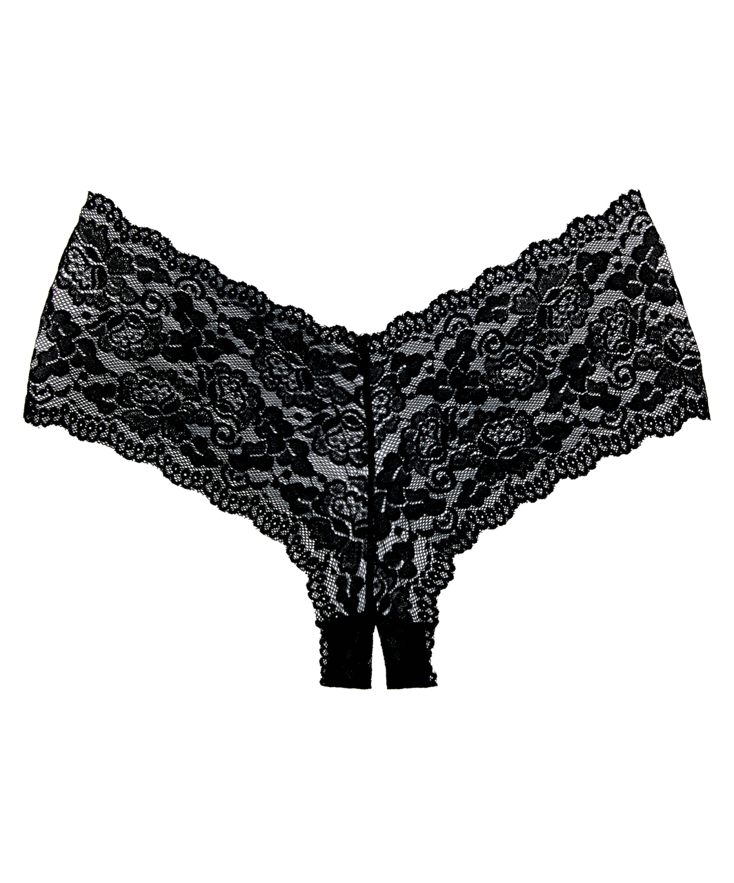 Allure Lingerie Candy Apple black lace crotchless shorts