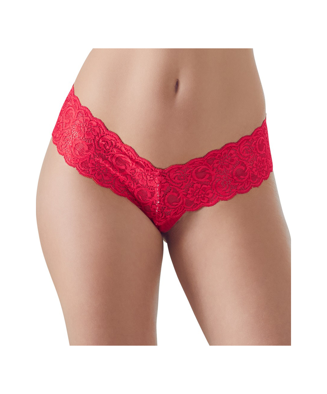 Cottelli Lingerie red lace string with pearls