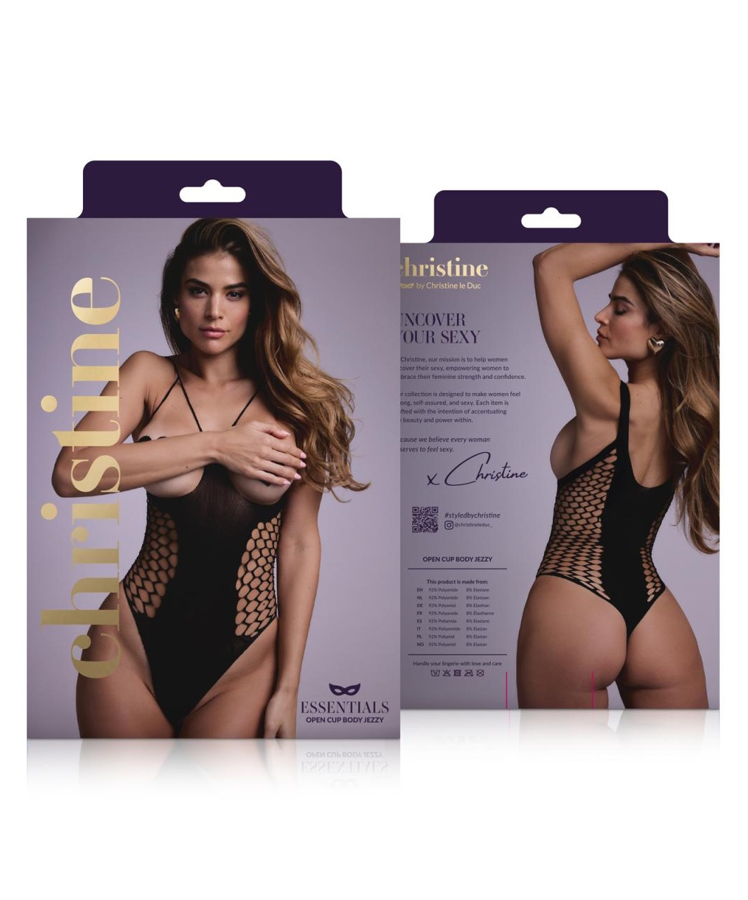 Christine black mesh bodysuit