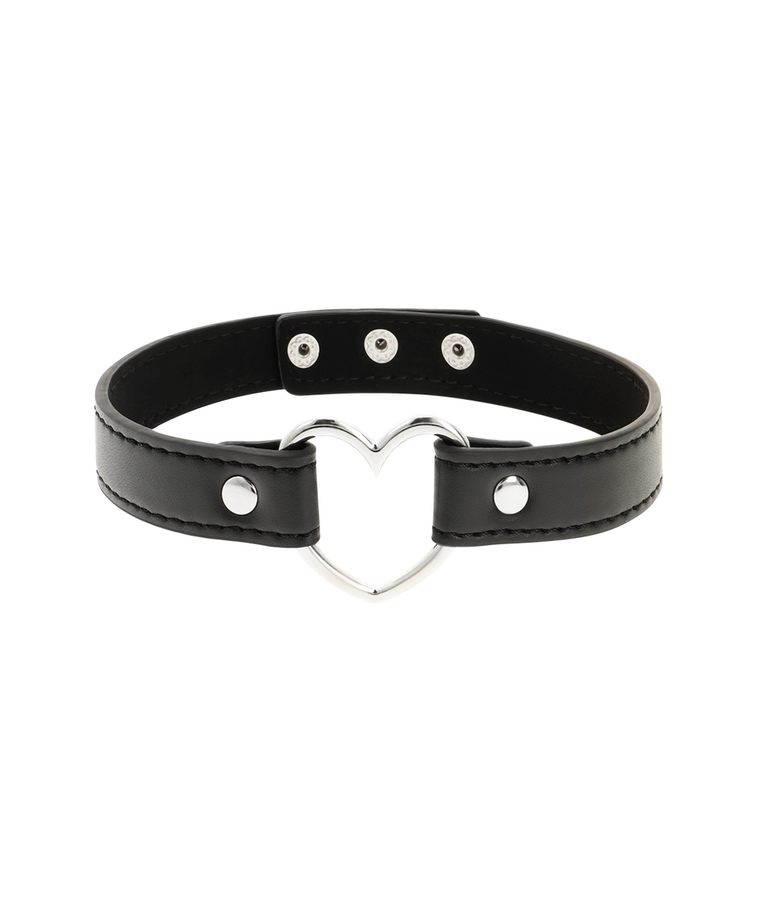 Coquette juoda odinė širdelė choker