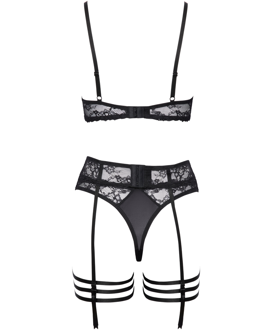 Cottelli Lingerie juodas nėriniuotas apatinio trikotažo rinkinys su petnešėlėmis