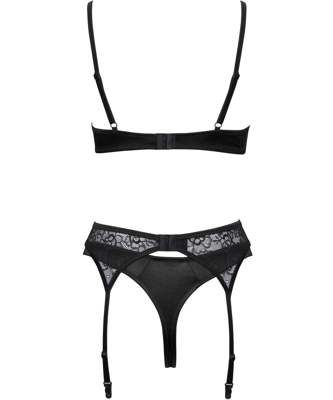 Cottelli Lingerie juodas nėriniuotas apatinio trikotažo rinkinys su grandinėlėmis