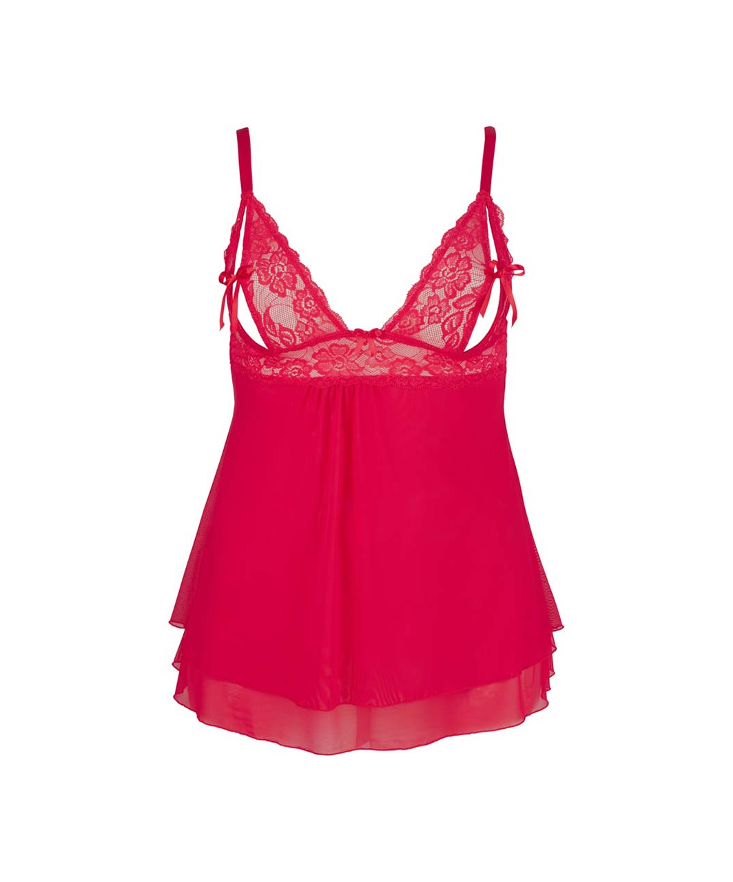 Cottelli Lingerie sarkans babydoll ar mežģīņu augšdaļu