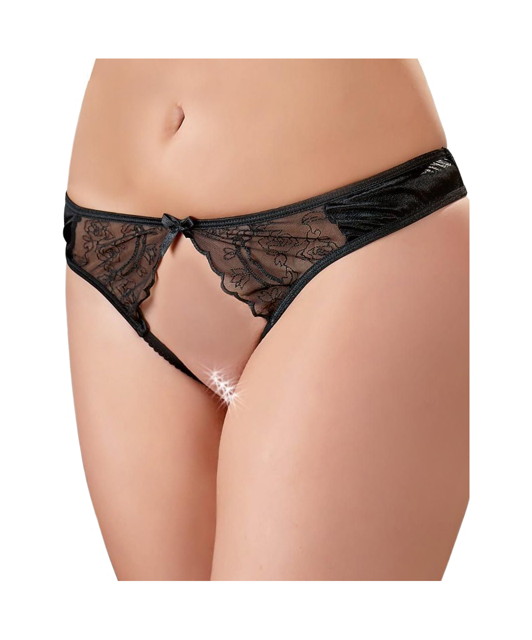 Cottelli Lingerie melni stringi ar izgriezumu