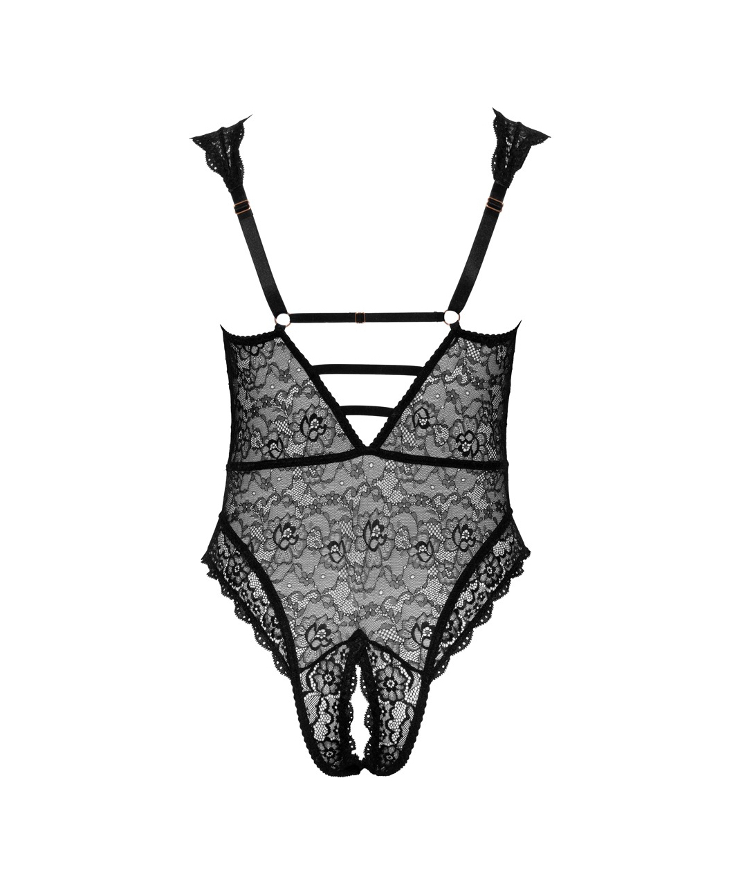 Cottelli Lingerie black lace crotchless bodysuit