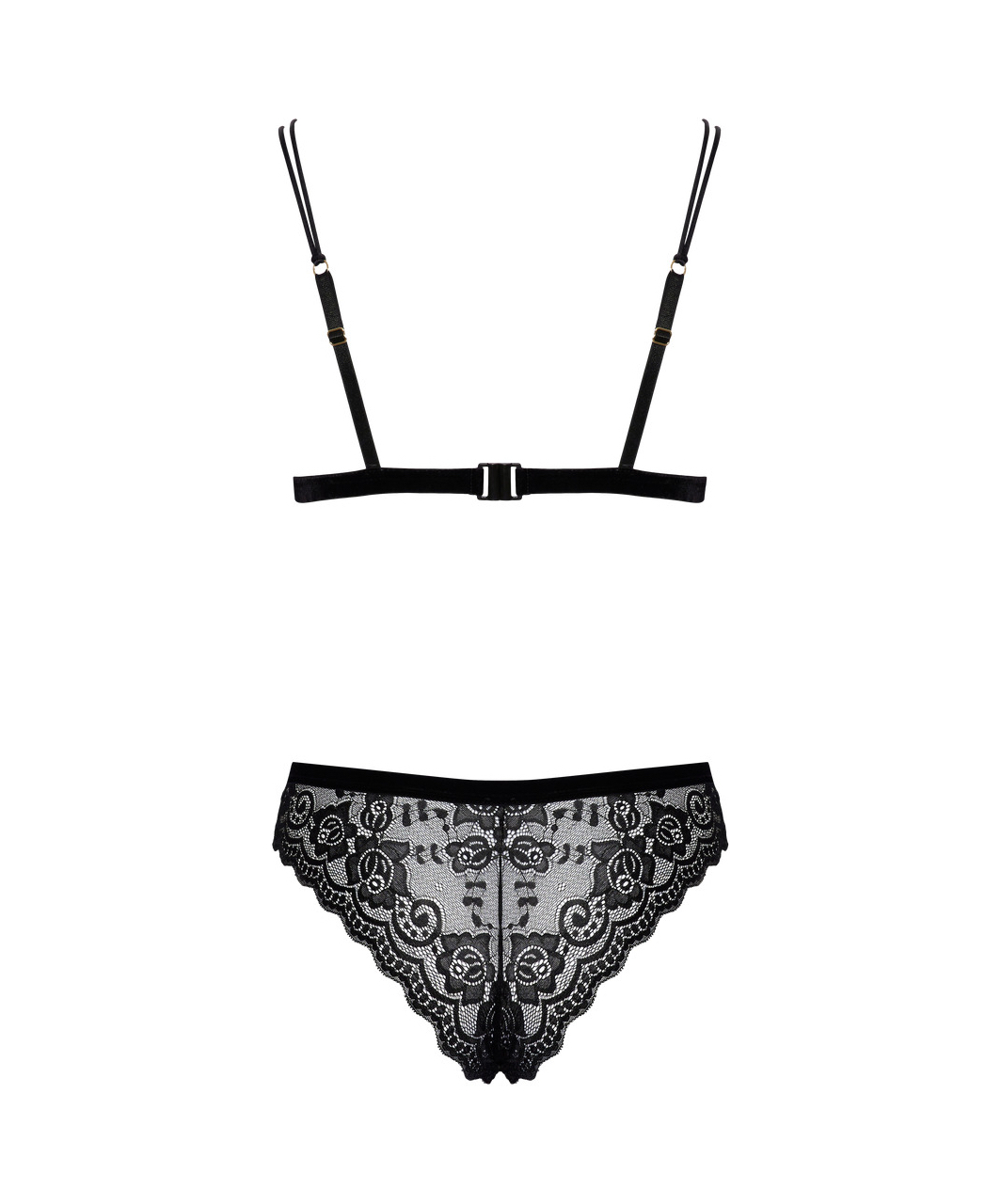 Cottelli Lingerie black lace lingerie set with stimulating pearls