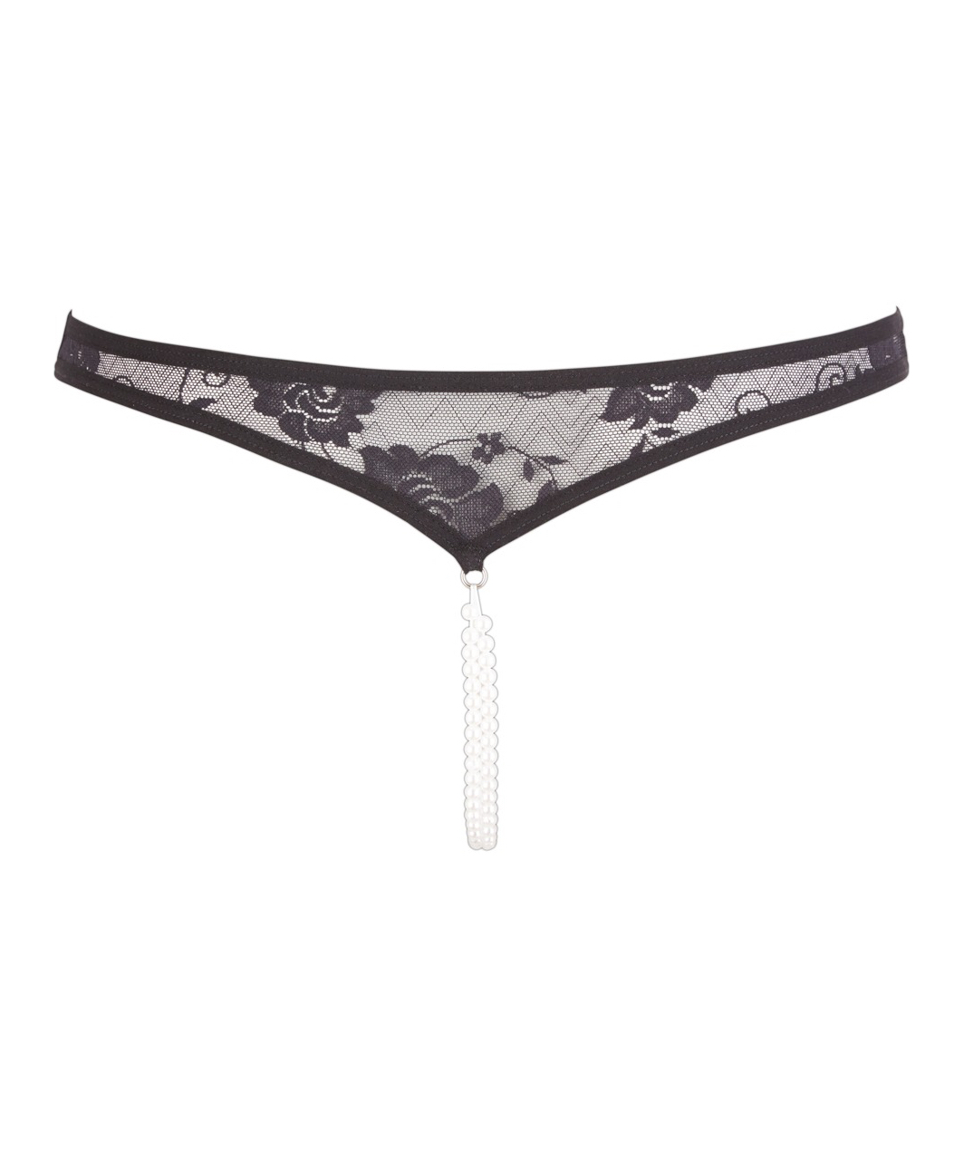 Cottelli Lingerie mustad pitsist pärlitega stringid