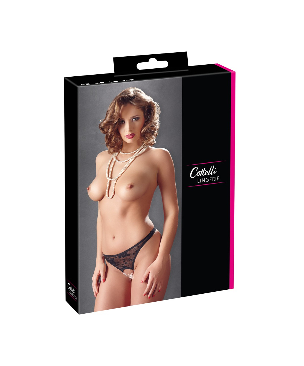 Cottelli Lingerie mustad pitsist pärlitega stringid