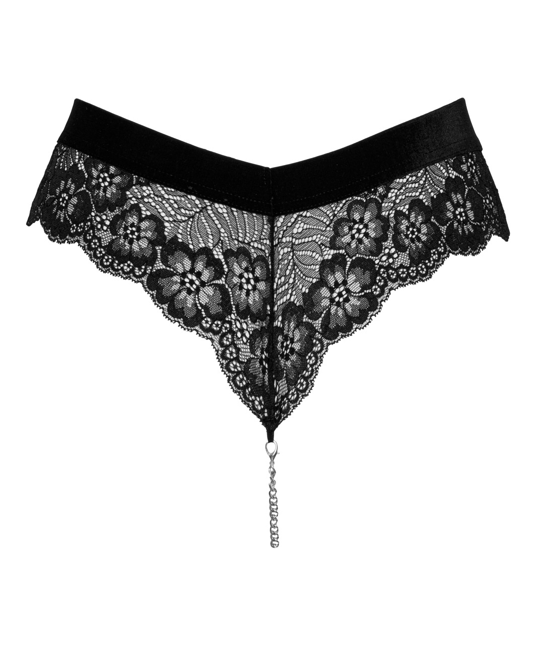 Cottelli Lingerie black lace thong with chain