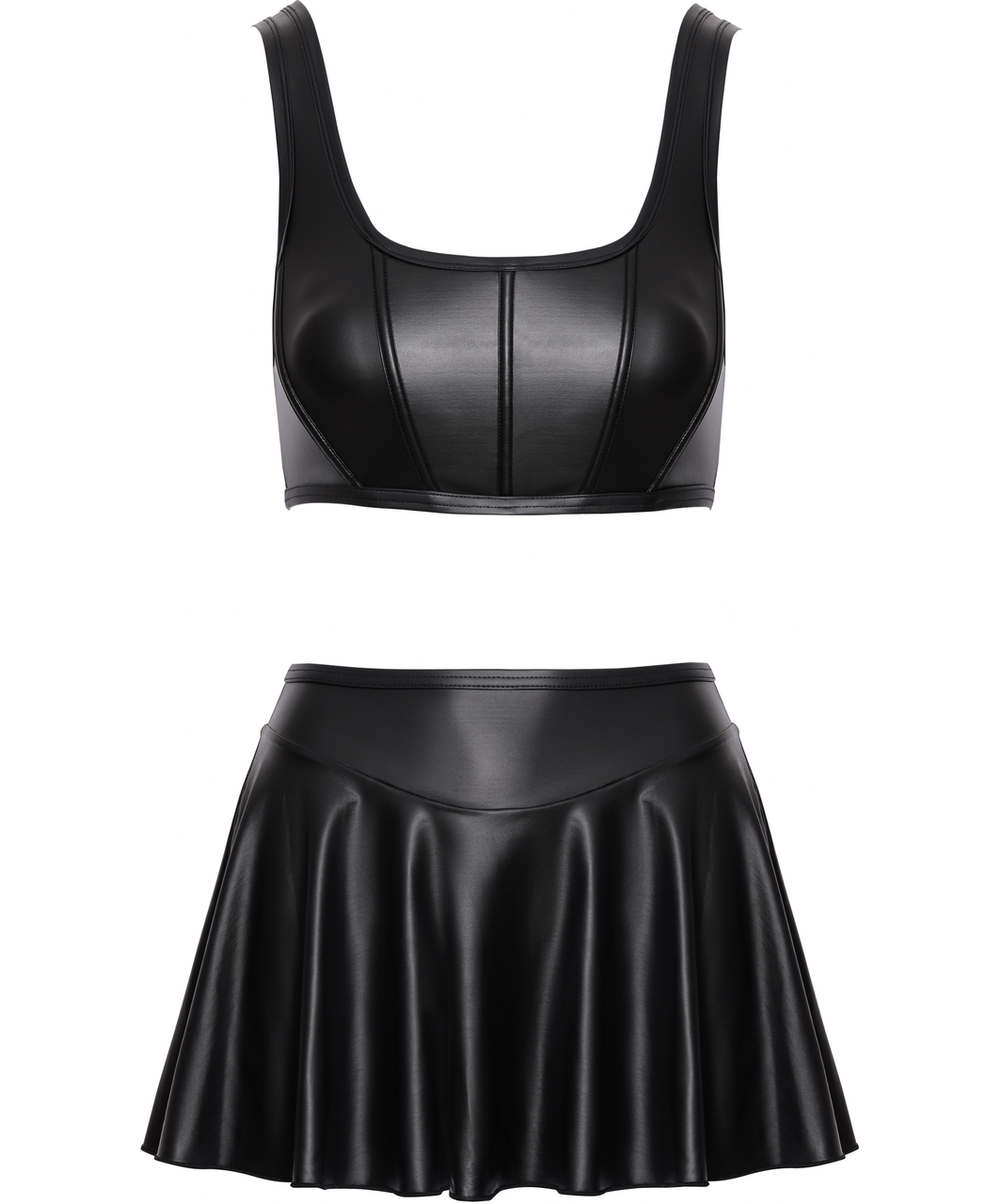 Cottelli Lingerie black matte look ctop top & skirt