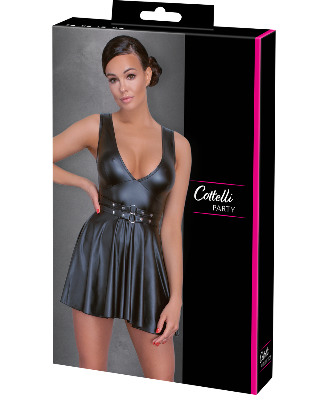 Cottelli Lingerie melna matēta auduma minikleita ar jostām