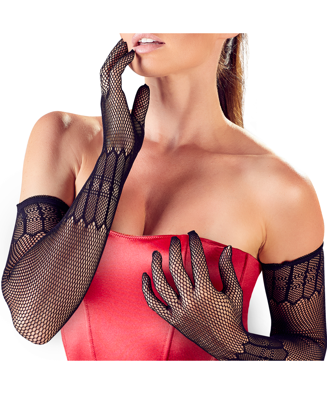 Cottelli Lingerie black net gloves