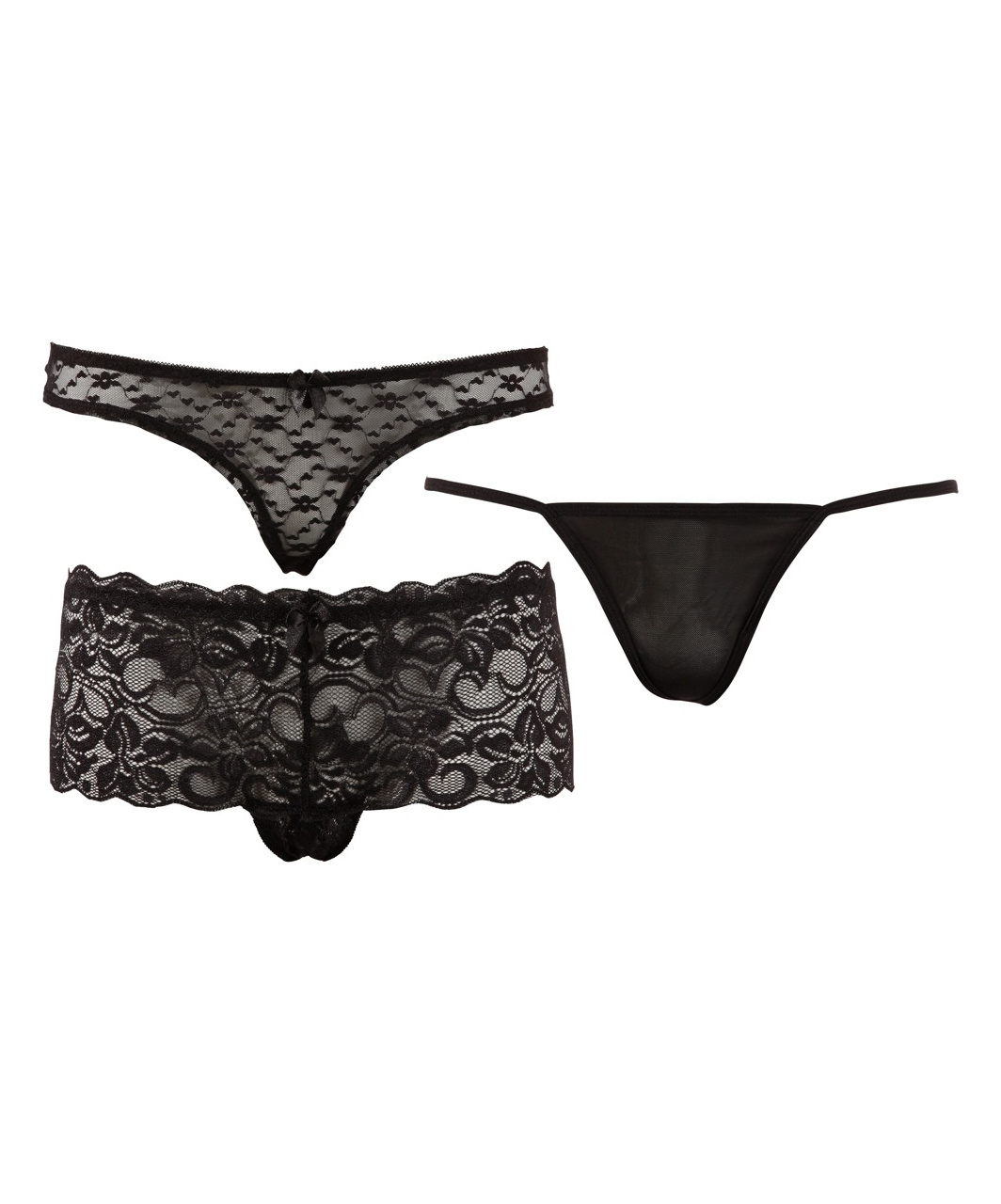 Cottelli Lingerie black panty 3-piece set