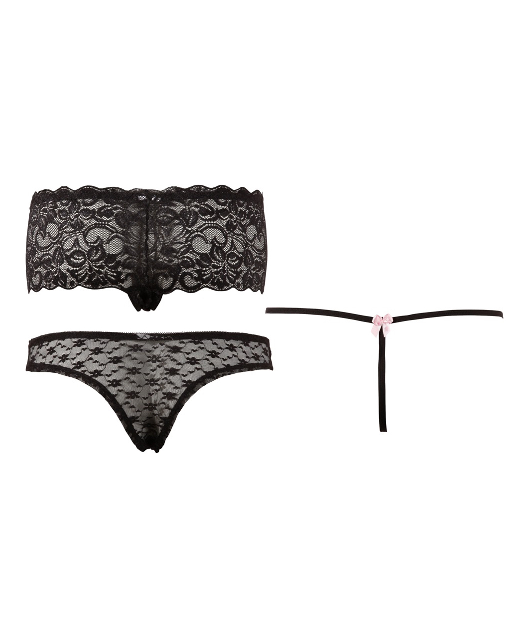 Cottelli Lingerie black panty 3-piece set