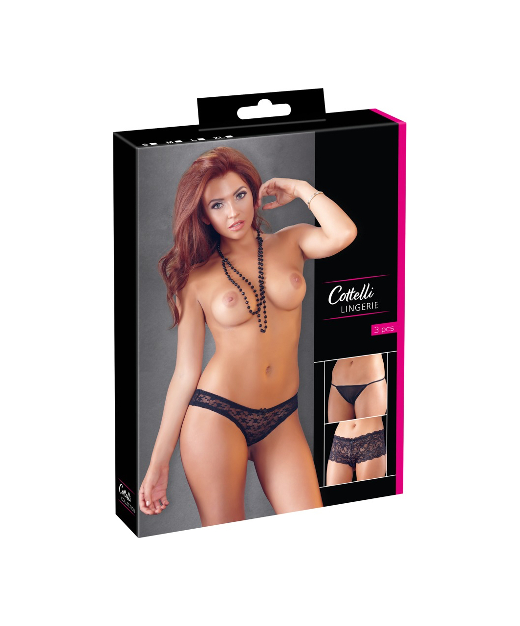 Cottelli Lingerie black panty 3-piece set